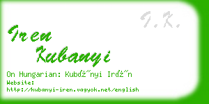 iren kubanyi business card